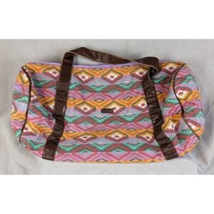 Rip Curl Aztec Navajo Southwestern Large Bag Leather Straps 26x16 Beach Shoulder
